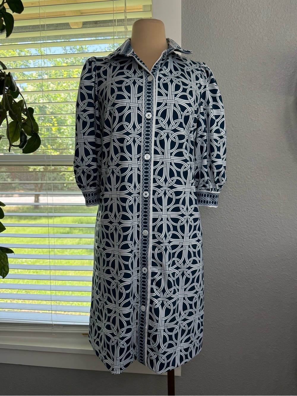 NWT Gretchen Scott Designs Swagger Dress Size XS Navy & White Ringtoss